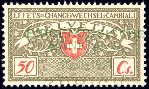 Switzerland federal bill of exchange revenue 1918 50c-10A