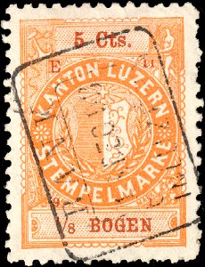 Switzerland Lucerne 1891 revenue 4 5c - 32 - E 11 91 bank cancel