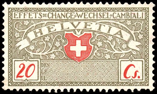 Switzerland federal bill of exchange revenue 1918 20c-4A