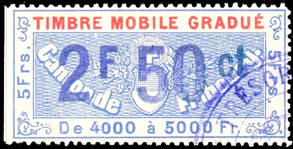Switzerland Fribourg 1895 revenue 2.50Fr - 87