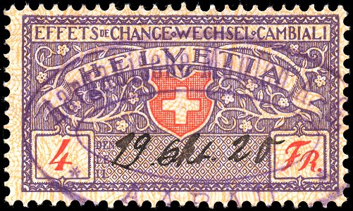 Switzerland federal bill of exchange revenue 1918 4Fr-14A
