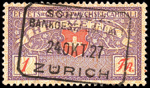 Switzerland federal bill of exchange revenue 1918 1Fr-11A