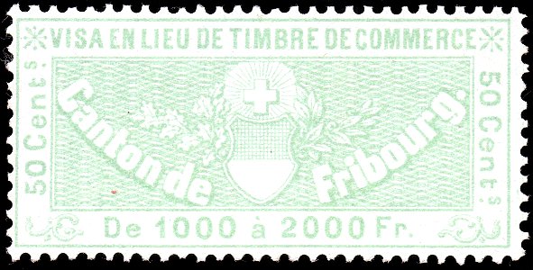 Switzerland Fribourg 1870 commerce revenue 50c - 3B. Free illustration for personal and commercial use.