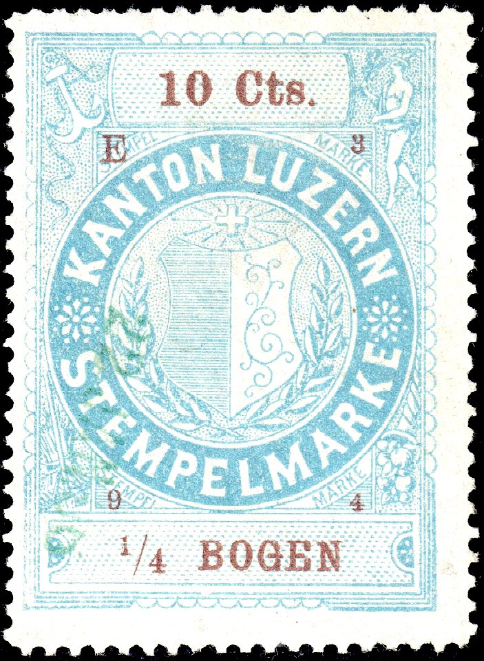 Switzerland Lucerne 1894 revenue 5 10c - 40 - E 3 94