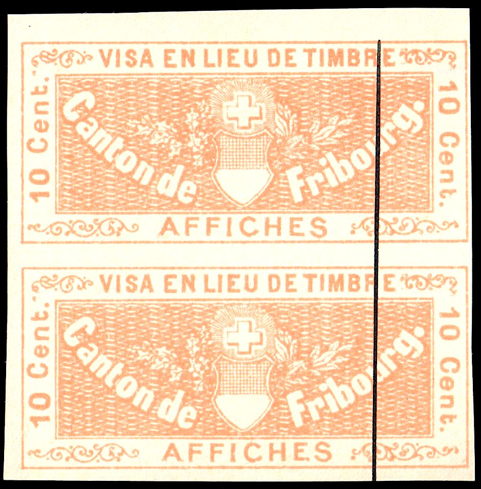 Switzerland Fribourg 1882 poster revenue 10c - S1 pair