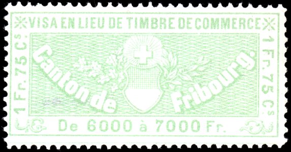 Switzerland Fribourg 1870 commerce revenue 1.75Fr - 8B