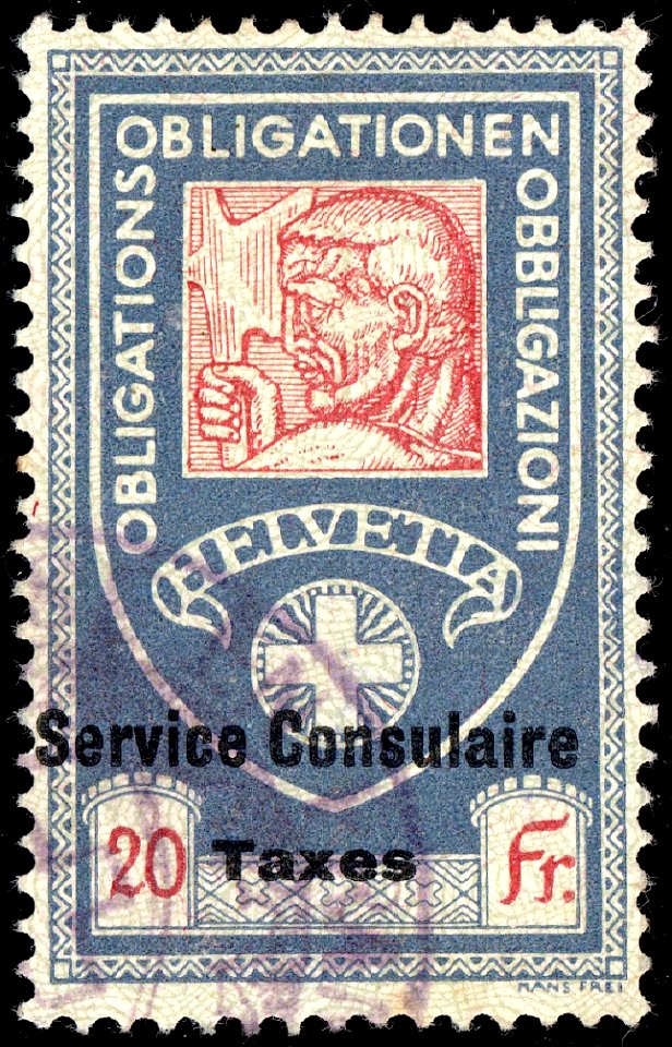 Switzerland federal consular revenue 1915 20Fr - 8
