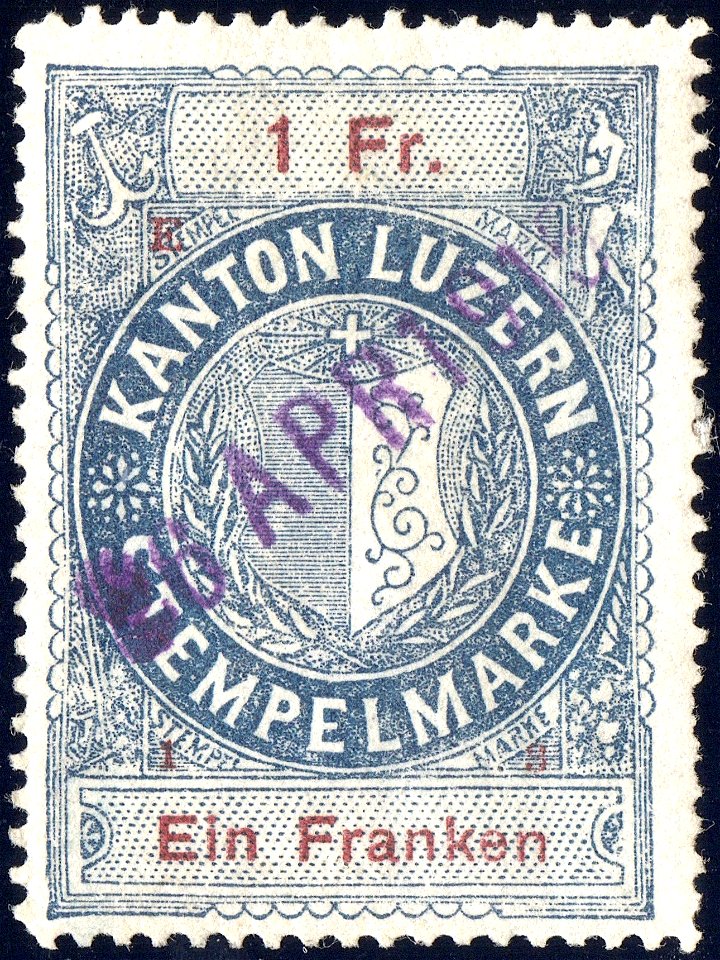 Switzerland Lucerne 1913 revenue 6 1Fr - 144 - E 3 13