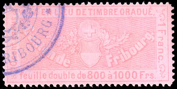Switzerland Fribourg 1870 visa revenue 1Fr - 19