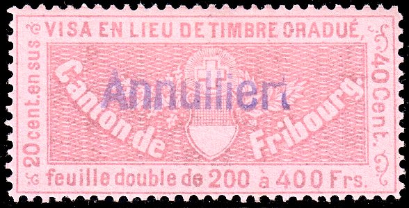 Switzerland Fribourg 1870 visa revenue 40c - 16