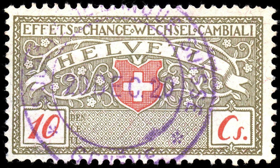 Switzerland federal bill of exchange revenue 1918 10c-2A 2