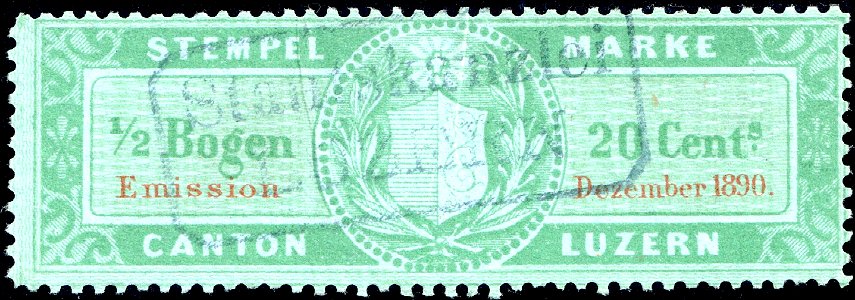 Switzerland Lucerne December 1890 revenue 3 20c - 31