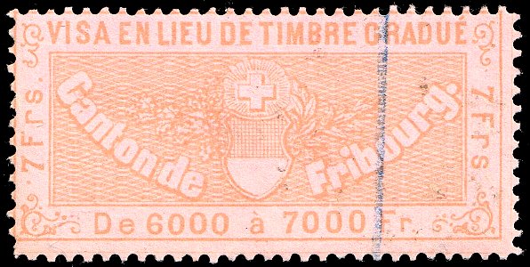 Switzerland Fribourg 1870 visa revenue 7Fr - 11