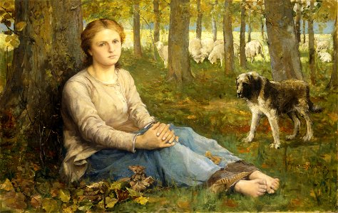 John Macallan Swan - A Shepherdess and her Flock (1878)