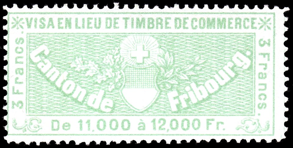 Switzerland Fribourg 1870 commerce revenue 3Fr - 13B