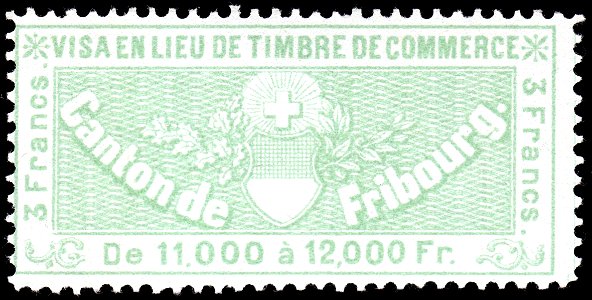 Switzerland Fribourg 1870 commerce revenue 3Fr - 13B