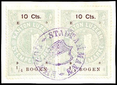 Switzerland Lucerne 1898 revenue 6 10c - 77 - E 5 98 pair
