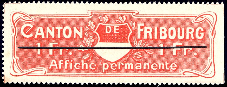 Switzerland Fribourg 1908 poster revenue 2 1Fr - L 3