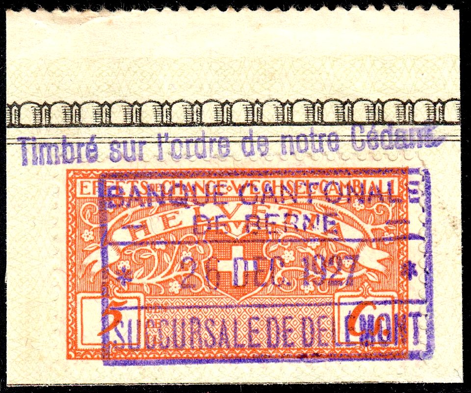Switzerland federal revenue 1920 5c-24A fragment