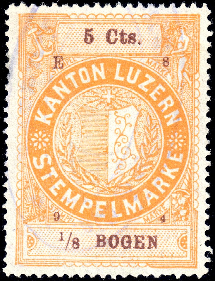 Switzerland Lucerne 1894 revenue 5 5c - 43 - E 8 94