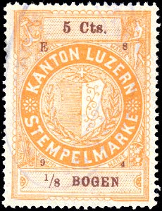 Switzerland Lucerne 1894 revenue 5 5c - 43 - E 8 94