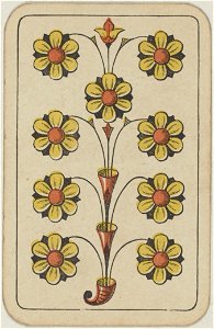 Swiss card deck - 1850 - 9 of Flowers
