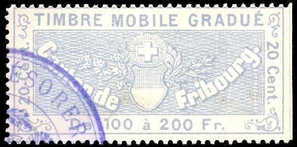 Switzerland Fribourg 1895 revenue 20c - 81