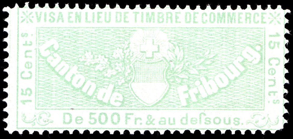 Switzerland Fribourg 1870 commerce revenue 15c - 1B