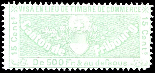 Switzerland Fribourg 1870 commerce revenue 15c - 1B