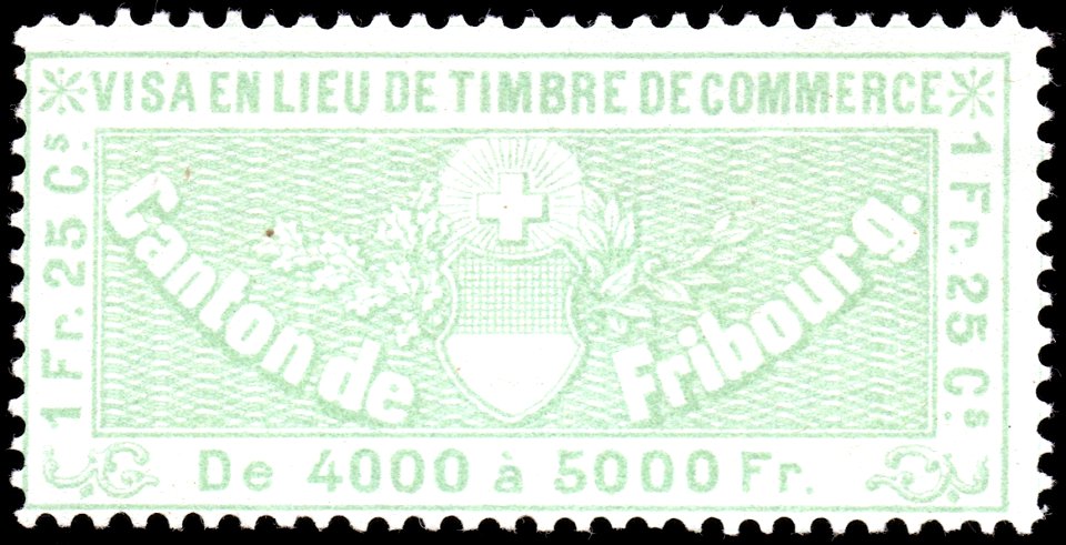 Switzerland Fribourg 1870 commerce revenue 1.25Fr - 6B