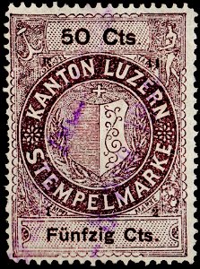 Switzerland Lucerne 1912 revenue 6 50c - 140 - E 11 12