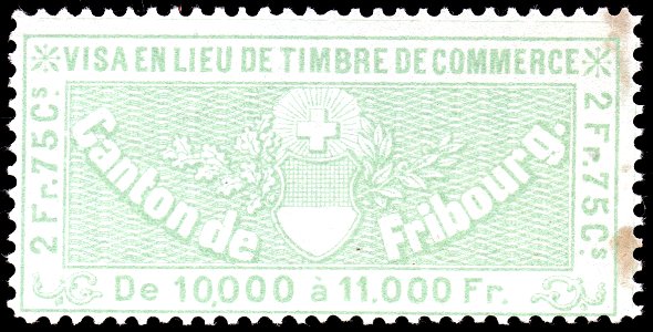 Switzerland Fribourg 1870 commerce revenue 2.75Fr - 12B