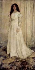Symphony in White no 1 - The White Girl - Portrait of Joanna Hiffernan (by James Abbot McNeill Whistler). Free illustration for personal and commercial use.