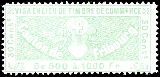 Switzerland Fribourg 1870 commerce revenue 30c - 2B