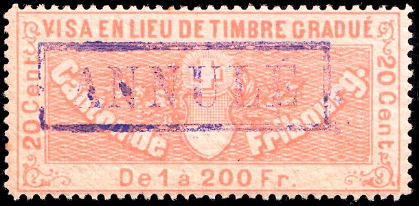 Switzerland Fribourg 1870 visa revenue 20c - 1a