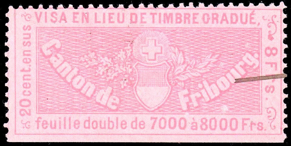 Switzerland Fribourg 1870 visa revenue 8Fr - 26