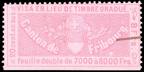 Switzerland Fribourg 1870 visa revenue 8Fr - 26