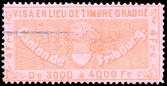 Switzerland Fribourg 1870 visa revenue 4Fr - 8