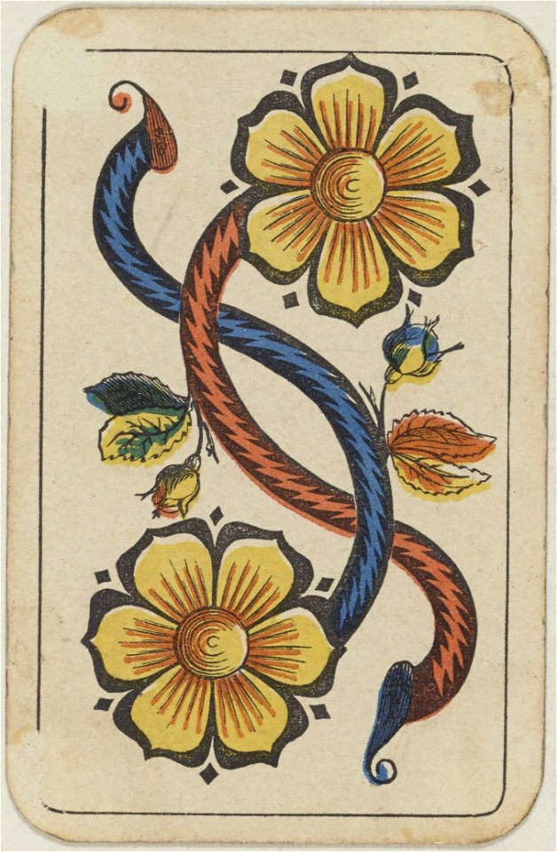 Swiss card deck - 1850 - 2 of Flowers
