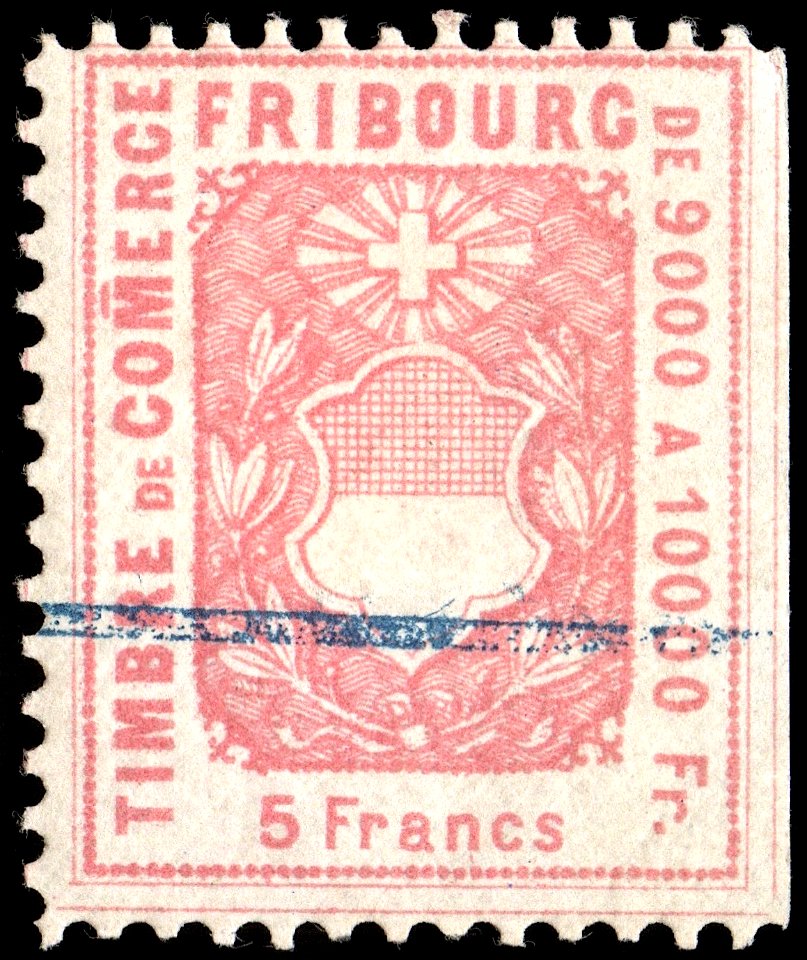 Switzerland Fribourg 1876 revenue 5Fr - 46