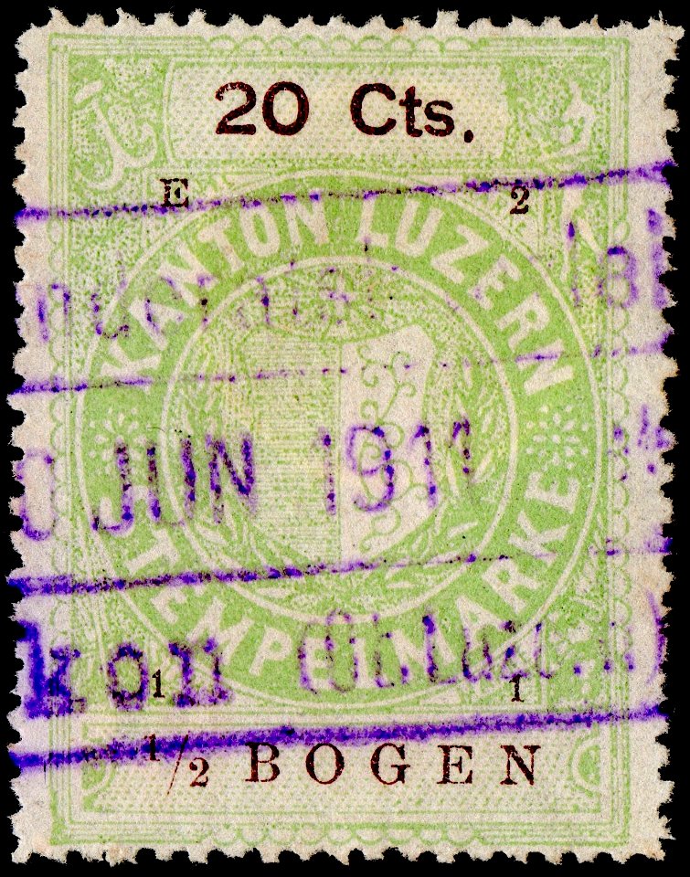 Switzerland Lucerne 1911 revenue 6 20c - 133 - E 2 11