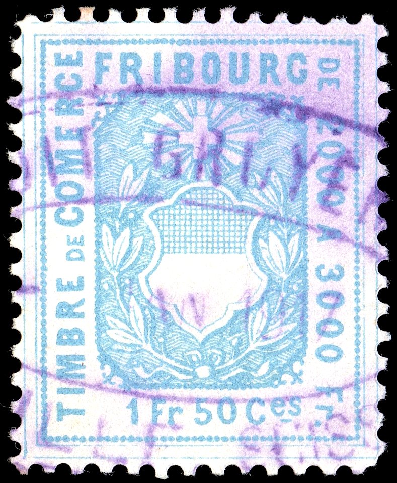 Switzerland Fribourg 1882 revenue 1.50Fr - 62A