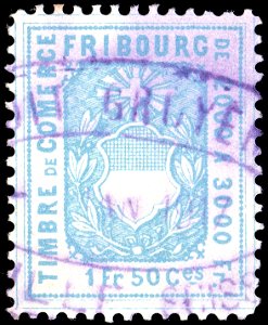 Switzerland Fribourg 1882 revenue 1.50Fr - 62A