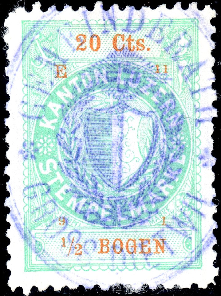 Switzerland Lucerne 1891 revenue 4 10c - 34 - E 11 91 Grossdietwil cancel