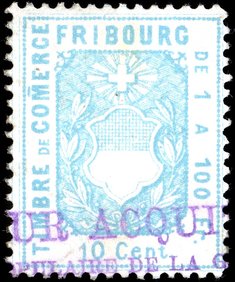 Switzerland Fribourg 1882 revenue 10c - 57B 02