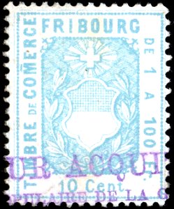 Switzerland Fribourg 1882 revenue 10c - 57B 02