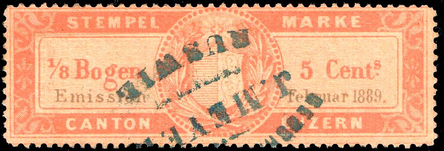 Switzerland Lucerne 1889 revenue 3 5c - 25