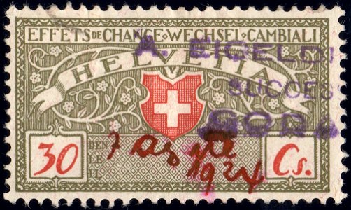 Switzerland federal bill of exchange revenue 1918 30c-6A