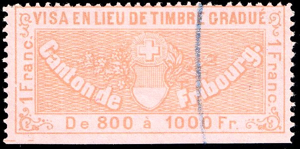Switzerland Fribourg 1870 visa revenue 1Fr - 5