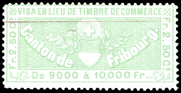 Switzerland Fribourg 1870 commerce revenue 2.50Fr - 11B